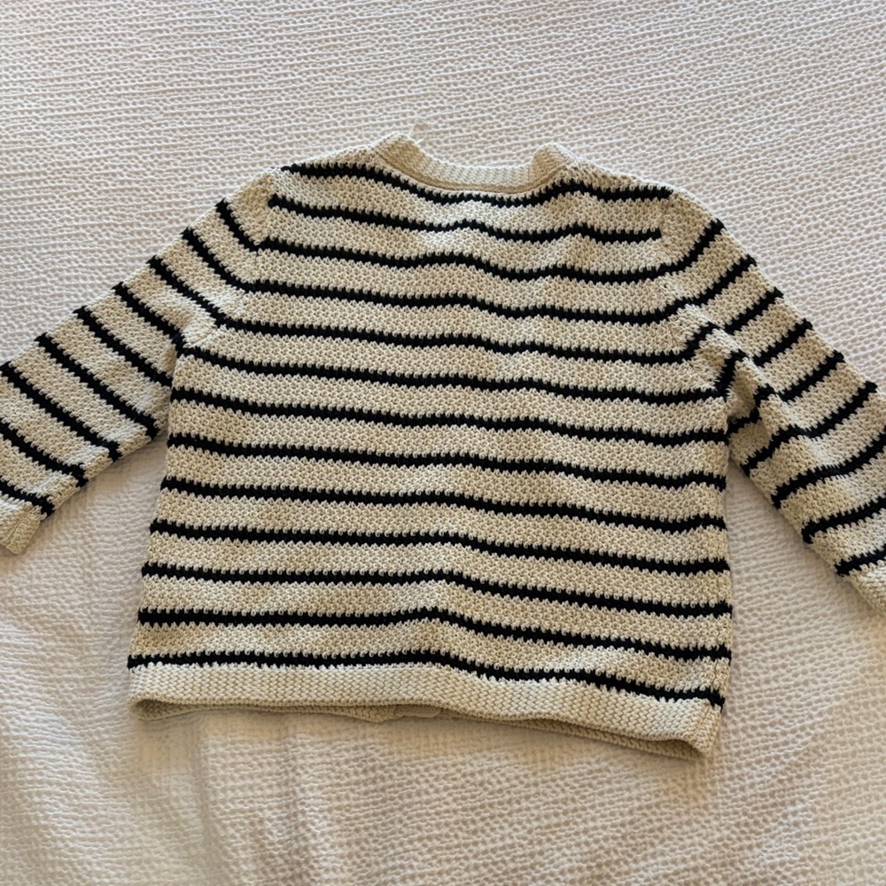 Zara Black and Cream Striped Cardigan - Picture 4 of 4